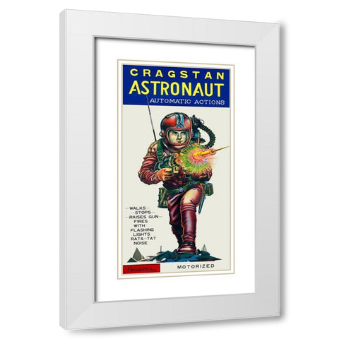Cragstan Astronaut Automatic Actions White Modern Wood Framed Art Print with Double Matting by Retrobot