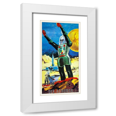Dux Astroman White Modern Wood Framed Art Print with Double Matting by Retrobot