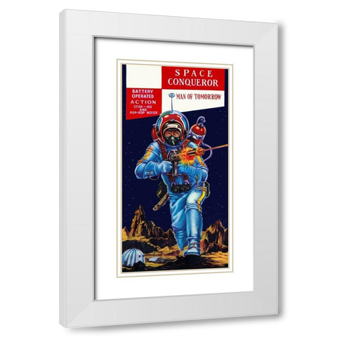 Space Conqueror White Modern Wood Framed Art Print with Double Matting by Retrobot