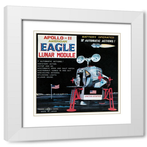 Apollo-11 American Eagle Lunar Module White Modern Wood Framed Art Print with Double Matting by Retrorocket
