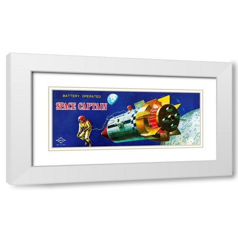 Space Captain White Modern Wood Framed Art Print with Double Matting by Retrorocket