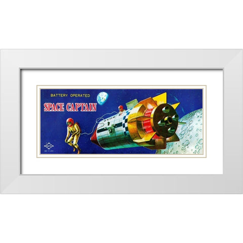 Space Captain White Modern Wood Framed Art Print with Double Matting by Retrorocket