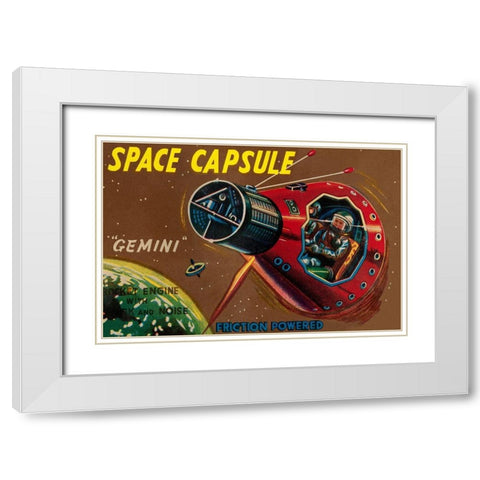 Space Capsule Gemini White Modern Wood Framed Art Print with Double Matting by Retrorocket