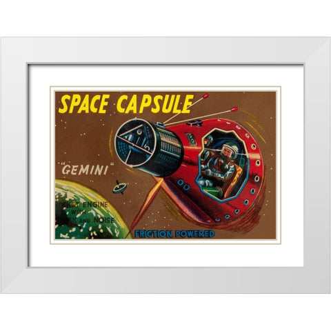 Space Capsule Gemini White Modern Wood Framed Art Print with Double Matting by Retrorocket