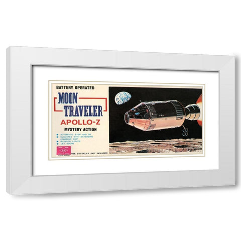 Moon Traveler Apollo-Z White Modern Wood Framed Art Print with Double Matting by Retrorocket