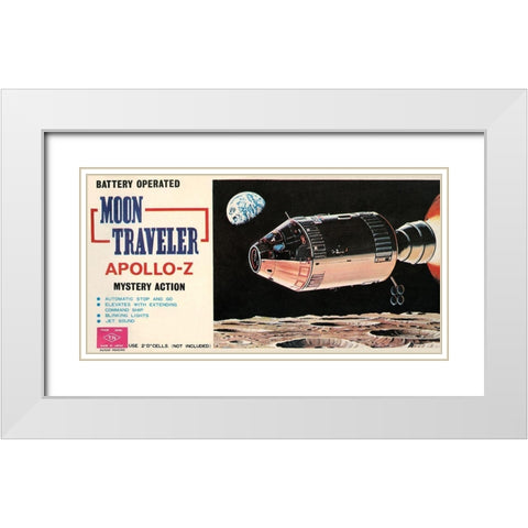 Moon Traveler Apollo-Z White Modern Wood Framed Art Print with Double Matting by Retrorocket
