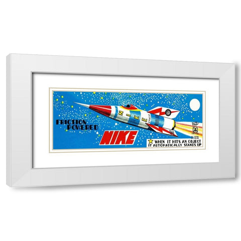 Friction Powered Nike White Modern Wood Framed Art Print with Double Matting by Retrorocket