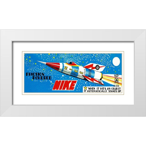Friction Powered Nike White Modern Wood Framed Art Print with Double Matting by Retrorocket