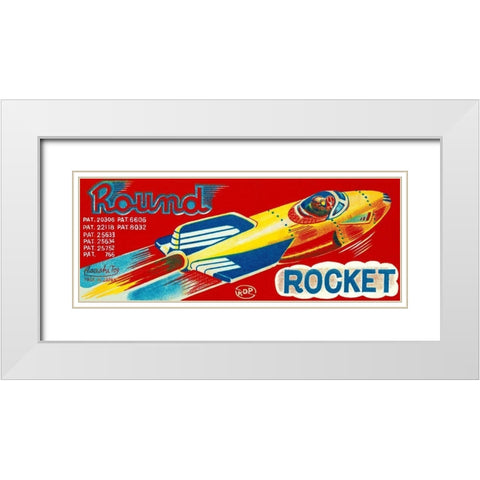 Round Rocket White Modern Wood Framed Art Print with Double Matting by Retrorocket