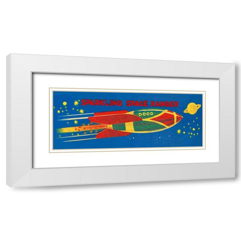 Sparkling Space Ranger White Modern Wood Framed Art Print with Double Matting by Retrorocket