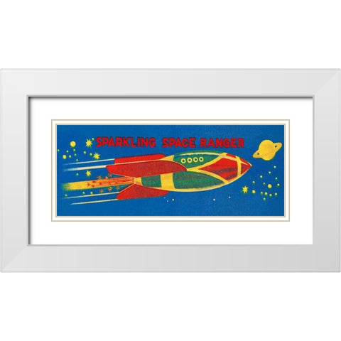 Sparkling Space Ranger White Modern Wood Framed Art Print with Double Matting by Retrorocket