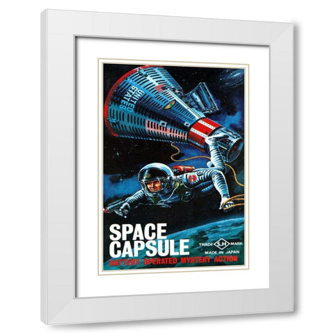 Space Capsule White Modern Wood Framed Art Print with Double Matting by Retrorocket