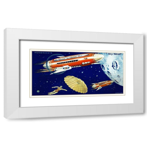 Mondrakete  Sky-Rocket White Modern Wood Framed Art Print with Double Matting by Retrorocket