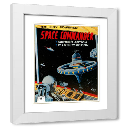 Space Commander White Modern Wood Framed Art Print with Double Matting by Retrorocket