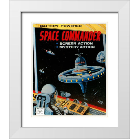 Space Commander White Modern Wood Framed Art Print with Double Matting by Retrorocket