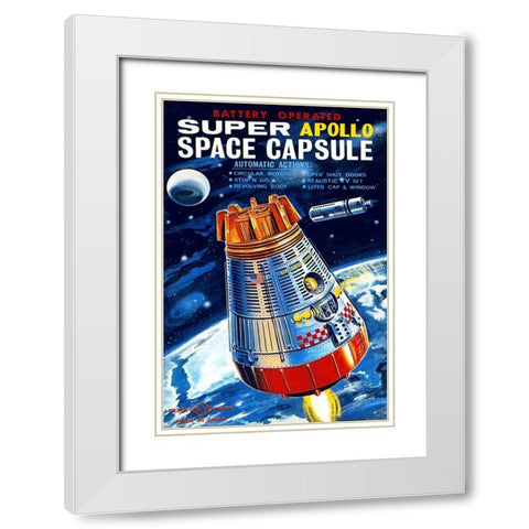 Battery Operated Super Apollo Space Capsule White Modern Wood Framed Art Print with Double Matting by Retrorocket