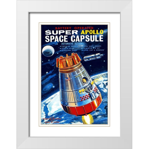 Battery Operated Super Apollo Space Capsule White Modern Wood Framed Art Print with Double Matting by Retrorocket