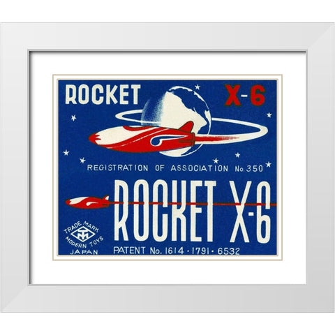 Rocket X-6 White Modern Wood Framed Art Print with Double Matting by Retrorocket