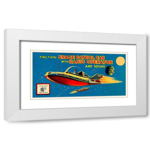 Space Patrol Car with Radio Operator White Modern Wood Framed Art Print with Double Matting by Retrorocket