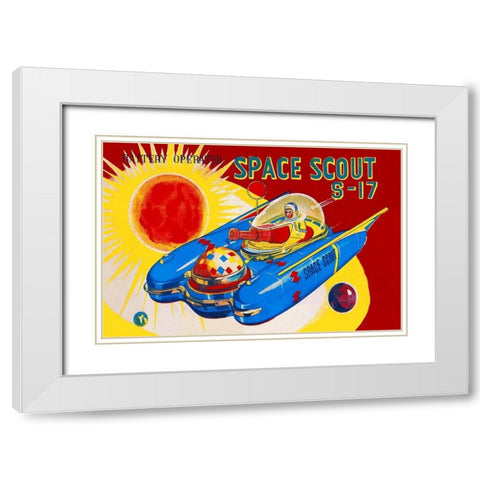 Space Scout S-17 White Modern Wood Framed Art Print with Double Matting by Retrorocket