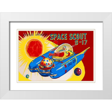 Space Scout S-17 White Modern Wood Framed Art Print with Double Matting by Retrorocket