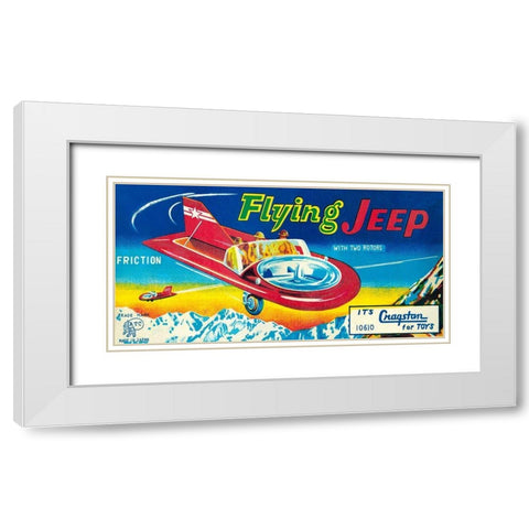 Flying Jeep White Modern Wood Framed Art Print with Double Matting by Retrorocket