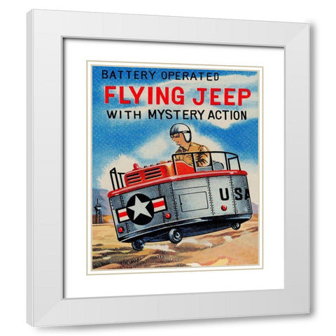 Battery Operated Flying Jeep with Mystery Action White Modern Wood Framed Art Print with Double Matting by Retrorocket