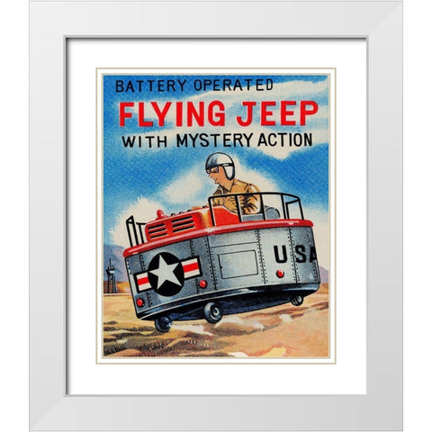 Battery Operated Flying Jeep with Mystery Action White Modern Wood Framed Art Print with Double Matting by Retrorocket
