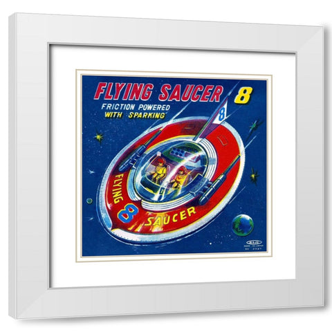 Flying Saucer 8 White Modern Wood Framed Art Print with Double Matting by Retrorocket