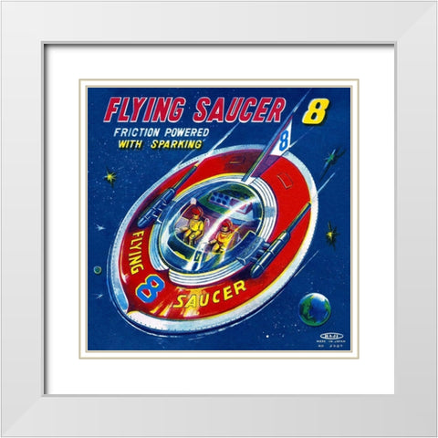 Flying Saucer 8 White Modern Wood Framed Art Print with Double Matting by Retrorocket