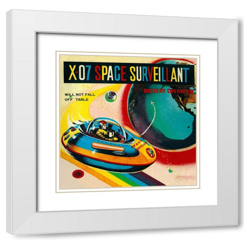 X-07 Space Surveillant I White Modern Wood Framed Art Print with Double Matting by Retrorocket