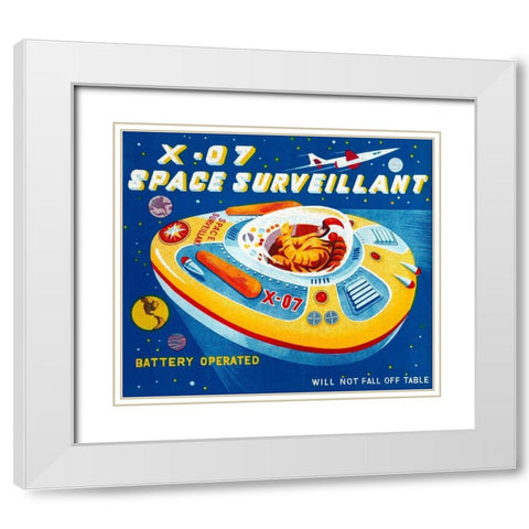 X-07 Space Surveillant II White Modern Wood Framed Art Print with Double Matting by Retrorocket