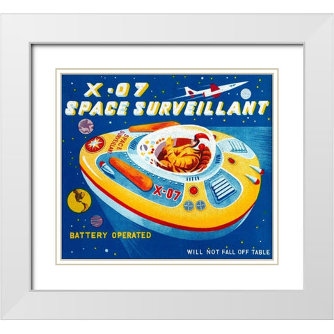 X-07 Space Surveillant II White Modern Wood Framed Art Print with Double Matting by Retrorocket
