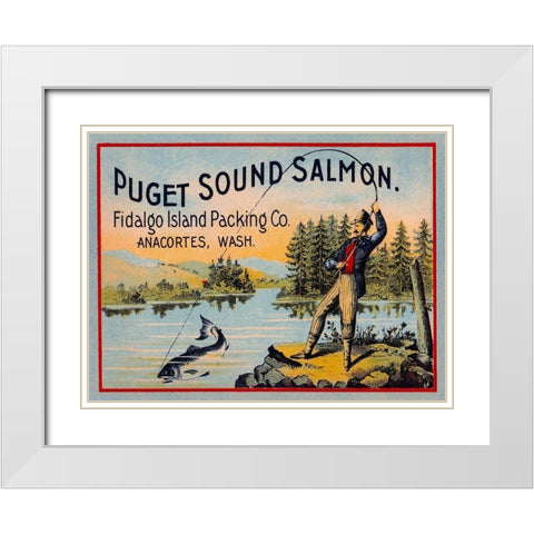 Puget Sound Salmon - On the Fly White Modern Wood Framed Art Print with Double Matting by Retrolabel