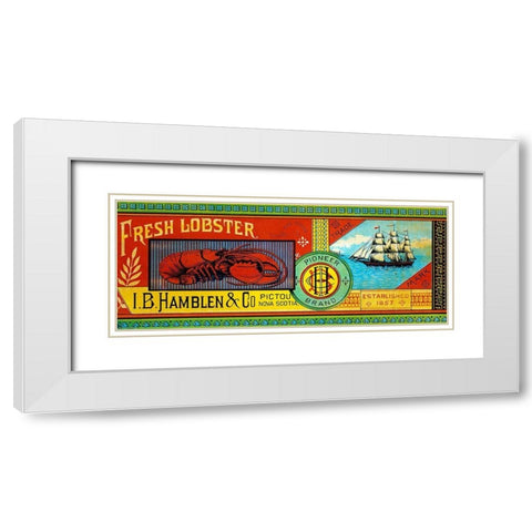Pioneer Brand Fresh Lobster White Modern Wood Framed Art Print with Double Matting by Retrolabel