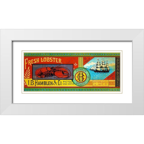 Pioneer Brand Fresh Lobster White Modern Wood Framed Art Print with Double Matting by Retrolabel