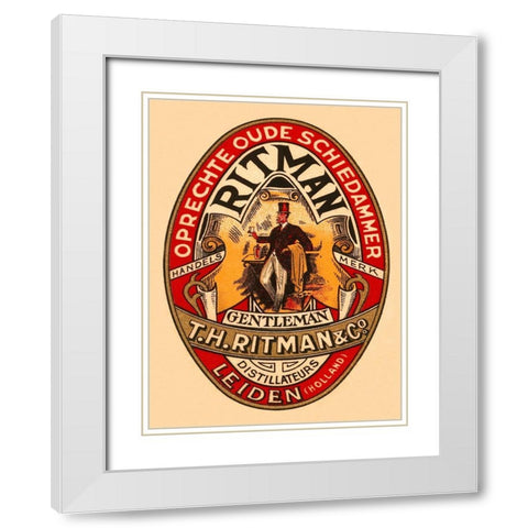 Gentleman Liquor White Modern Wood Framed Art Print with Double Matting by Retrolabel