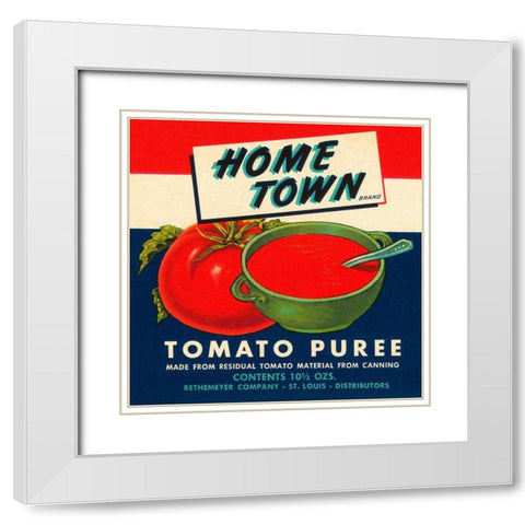 Home Town Brand Tomato Puree White Modern Wood Framed Art Print with Double Matting by Retrolabel