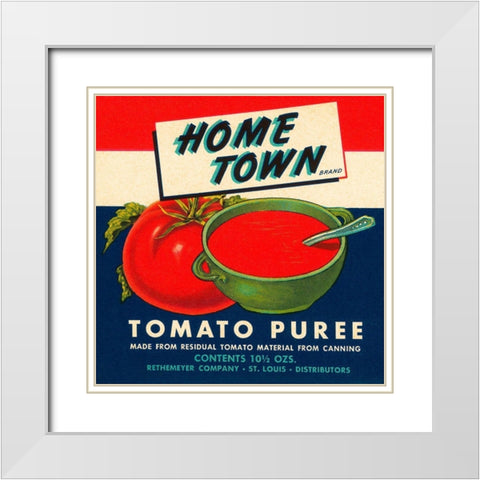 Home Town Brand Tomato Puree White Modern Wood Framed Art Print with Double Matting by Retrolabel