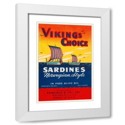 Vikings Choise Sardines White Modern Wood Framed Art Print with Double Matting by Retrolabel