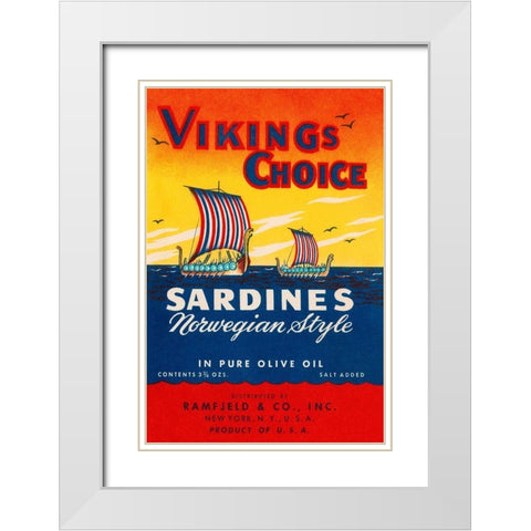 Vikings Choise Sardines White Modern Wood Framed Art Print with Double Matting by Retrolabel