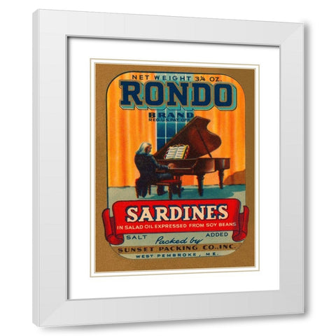 Rondo Brand Sardines White Modern Wood Framed Art Print with Double Matting by Retrolabel