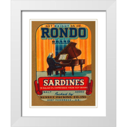 Rondo Brand Sardines White Modern Wood Framed Art Print with Double Matting by Retrolabel