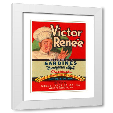 Victor Renee Sardines White Modern Wood Framed Art Print with Double Matting by Retrolabel