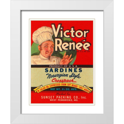 Victor Renee Sardines White Modern Wood Framed Art Print with Double Matting by Retrolabel