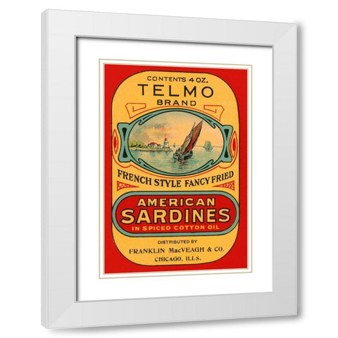 Telmo Brand American Sardines White Modern Wood Framed Art Print with Double Matting by Retrolabel