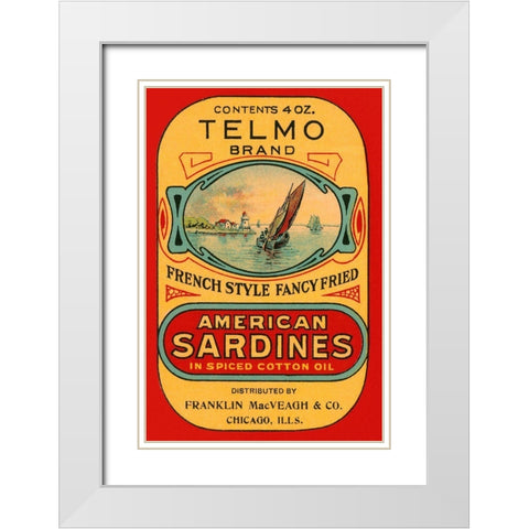 Telmo Brand American Sardines White Modern Wood Framed Art Print with Double Matting by Retrolabel