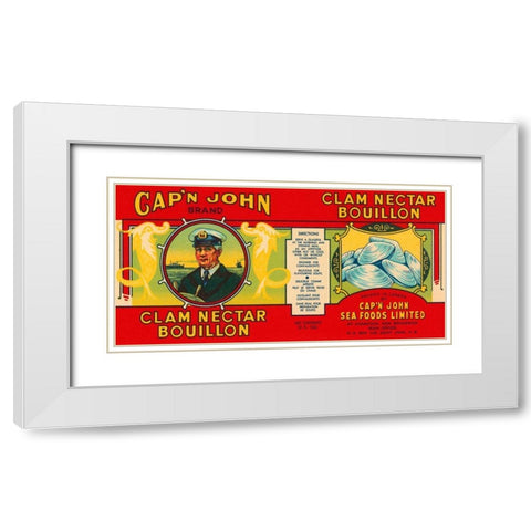 Capn John Brand Clam Nectar Bouillon White Modern Wood Framed Art Print with Double Matting by Retrolabel