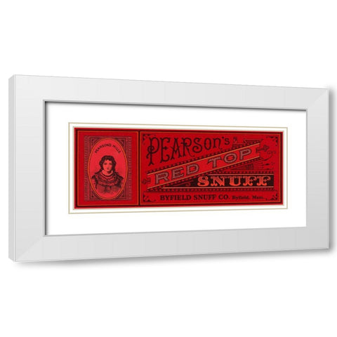 Pearsons Red Top Snuff White Modern Wood Framed Art Print with Double Matting by Retrolabel
