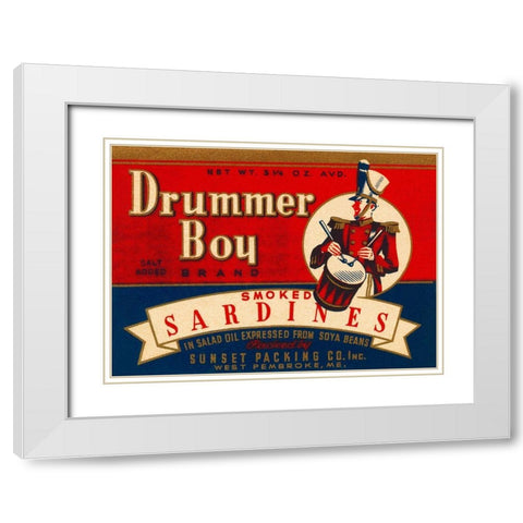 Drummer Boy Smoked Sardines White Modern Wood Framed Art Print with Double Matting by Retrolabel